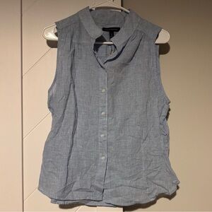 Banana Republic Light Blue Sleeveless Button-Down Linen Blend Top NWT Size MP